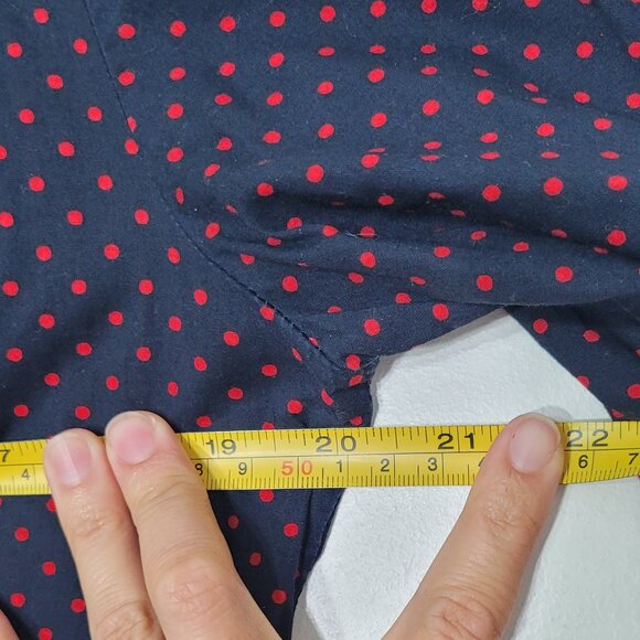 Tommy Hilfiger Navy Blue Red Polka Dots 100% Cotton Button-Up Shirt Preppy Sz M - Picture 9 of 10
